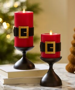 Holiday Red Santa's Belt Flameless Candle Pillar