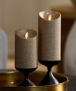 Champagne Glow Glitter Flameless Candle Pillars