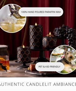 Black Embossed Fretwork Flameless Candle Pumpkin