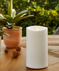 Outdoor Flameless Ivory Pearl Candle Pillar - Melted Top - 3.75