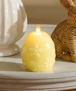 Lemon Chiffon Flameless Candle Floral Egg
