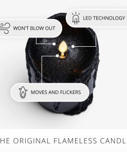 Glitter Black Heavy Wax Drip Flameless Candle Pillar