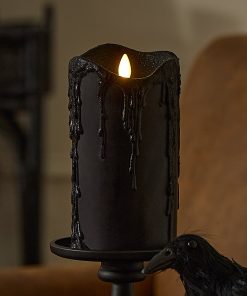 Glitter Black Heavy Wax Drip Flameless Candle Pillar