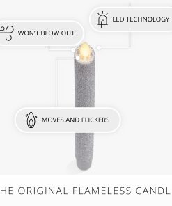 Brilliant Silver Glitter Flameless Candle Taper