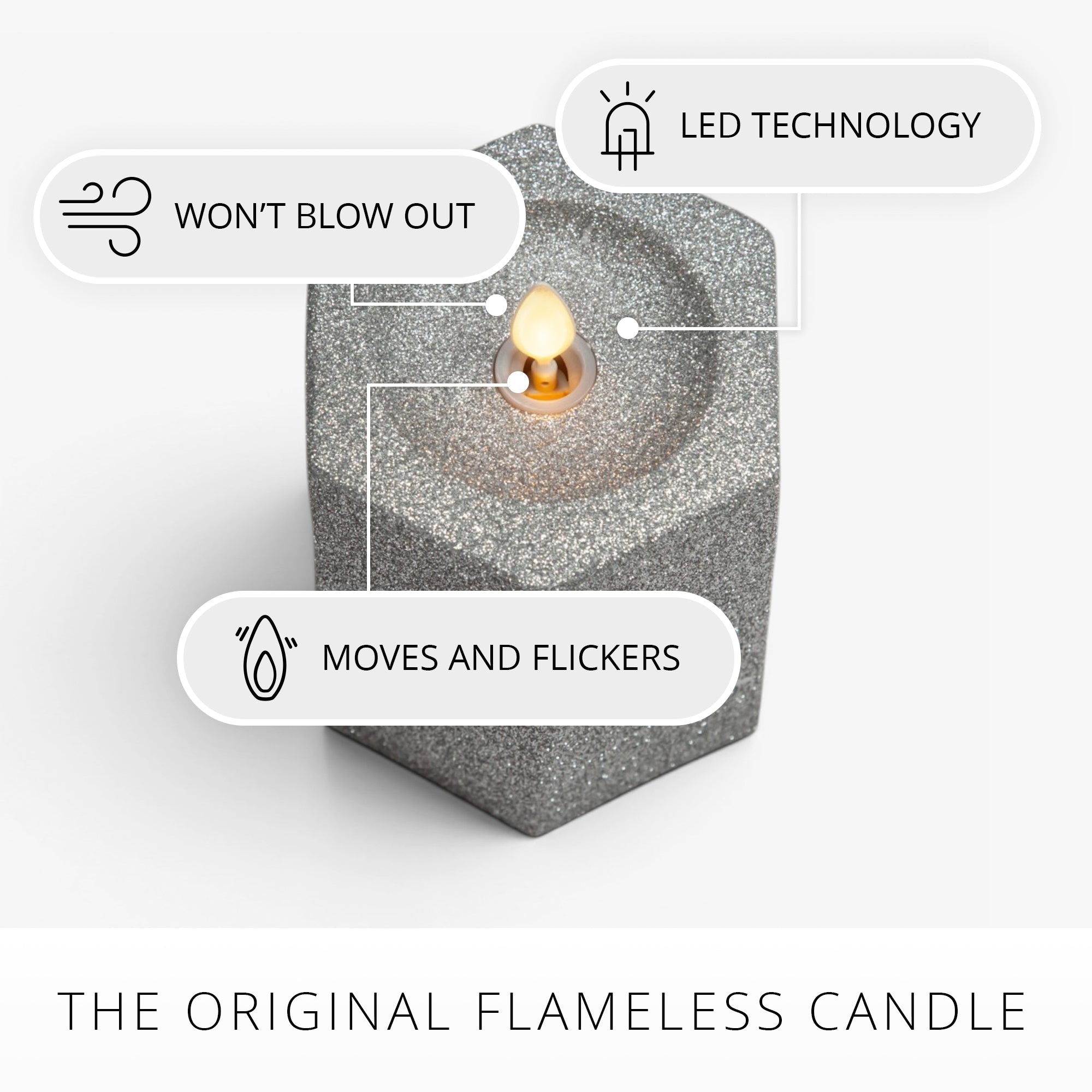 sm-image-c85a3e6e0a7ccce07ce0cae1 Brilliant Silver Hexagon Flameless Candle Pillar