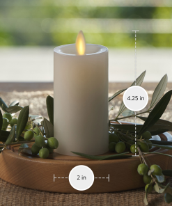White Flameless Candle Slim Pillar - Recessed Top