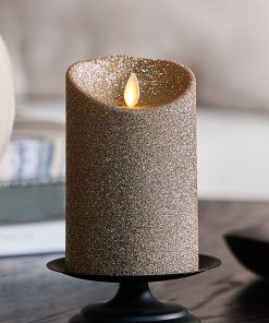 Champagne Glow Glitter Flameless Candle Pillars