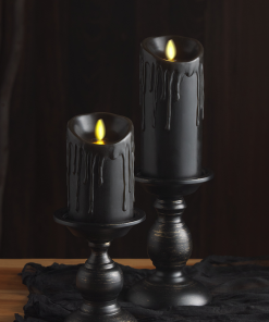 Black Wax Drip Flameless Candle Pillar