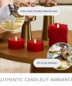 Set of 2 True Red Flameless Candle Heart Tealights