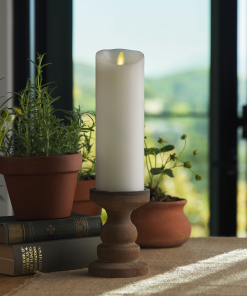 White Flameless Candle Pillar - Scallop Top - 3