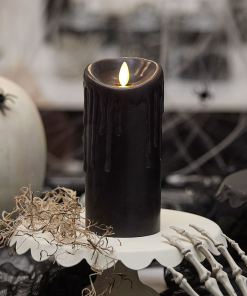 Black Wax Drip Flameless Candle Pillar