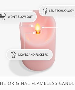 Saga Rose Flameless Candle Pillar - Scallop Top - 3
