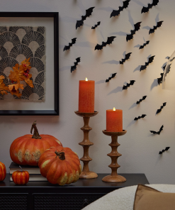 Harvest Pumpkin Seaglass Flameless Candle Pillar
