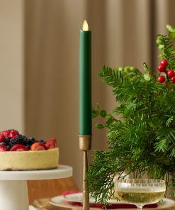 Holiday Green Flameless Candle Taper