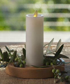 White Flameless Candle Slim Pillar - Recessed Top