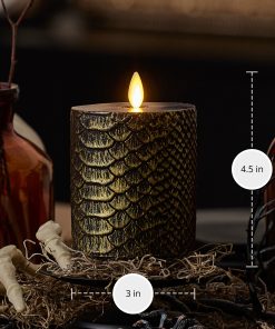 Black and Gold Snakeskin Flameless Candle Pillar
