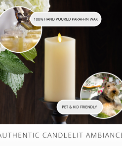 Ivory Flameless Candle Pillar - Melted Top - 3