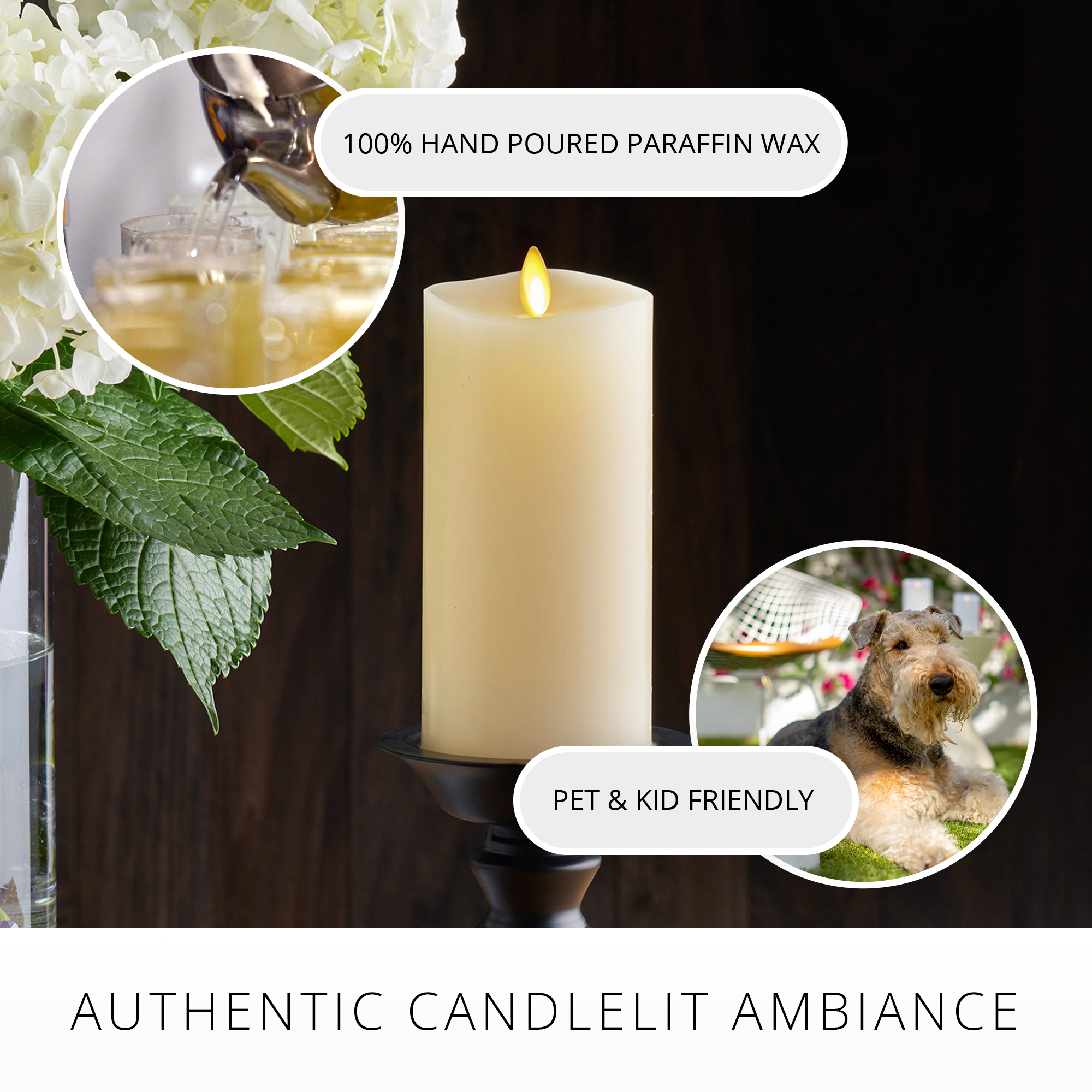 sm-image-cc302629b68ada7fa162be76 Ivory Flameless Candle Pillar - Melted Top - 3" Width