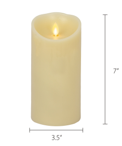 Ivory Flameless Candle Pillar - Scallop Top Vanilla Scented - 3.5” Width