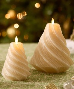 White Swan Glitter Swirl Flameless Candle Tree
