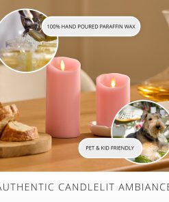 Saga Rose Flameless Candle Pillar - Scallop Top - 3