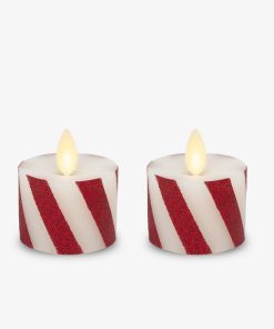 Red Candy Cane Flameless Candle Tealights