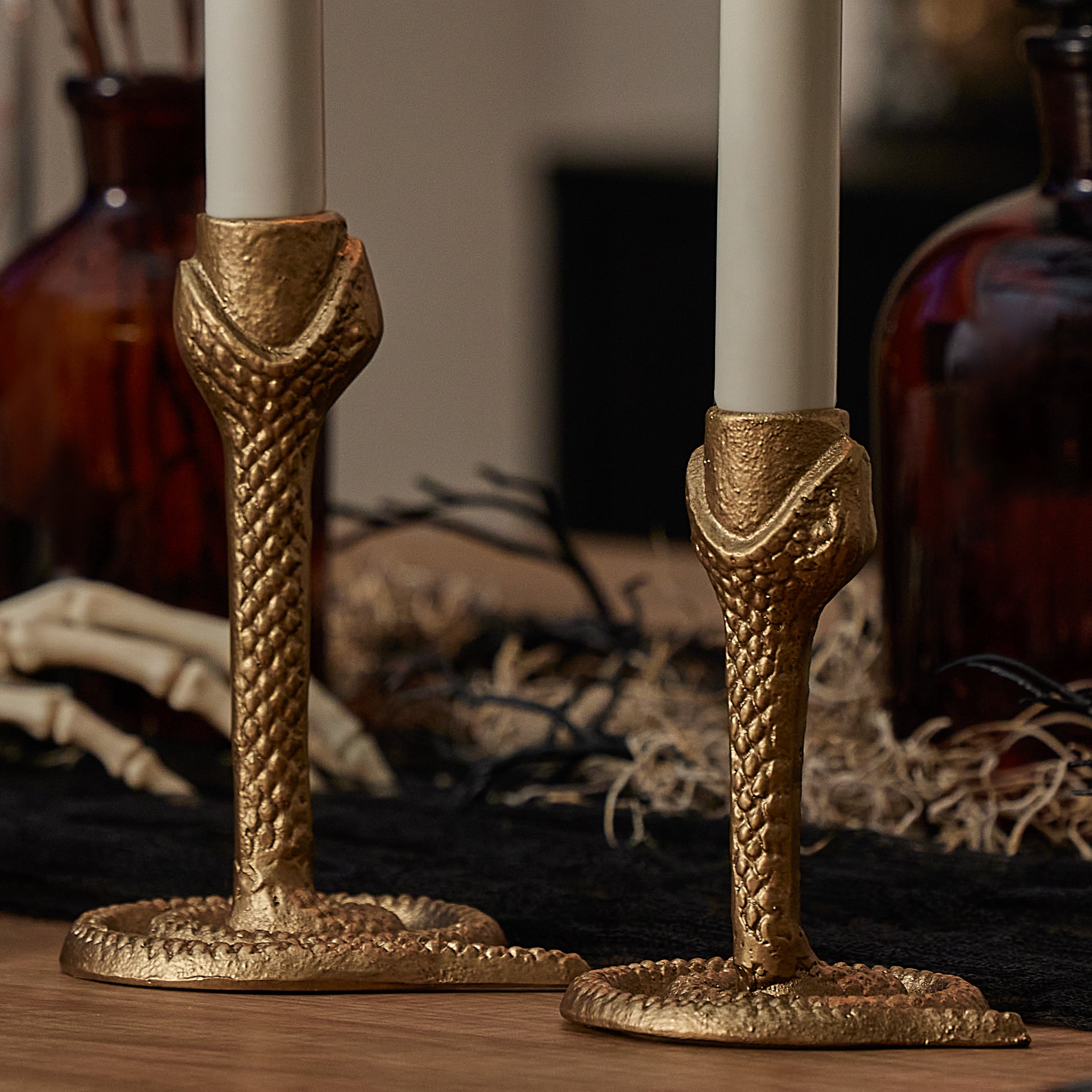 sm-image-cec156b3959a3082c4ce249a Brass Wrought Iron Snake Taper Holder