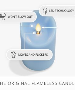 Airy Blue Flameless Candle Pillar - Scallop Top - 3