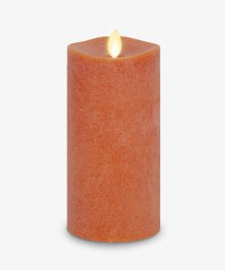 Chalky Burnt Orange Flameless Candle Pillar
