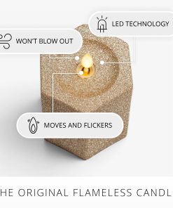 Champagne Glow Hexagon Flameless Candle Pillar