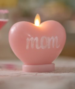 Crystal Rose "MOM" Standing Heart Flameless Candle