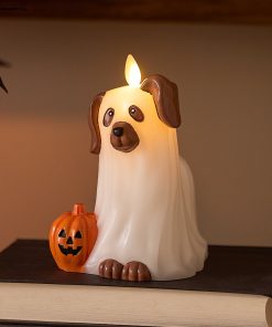 Bright White Flameless Candle Ghost Dog
