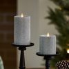 Brilliant Silver Glitter Ribbed Flameless Candle Pillar