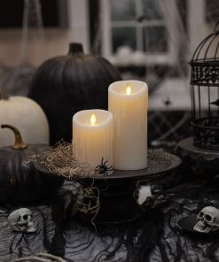 White Wax Drip Flameless Candle Pillar