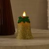 Gilded Gold Glitter Holiday Bell Flameless Candle