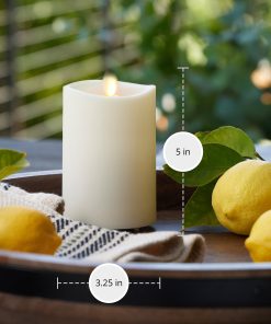 Pearl Ivory Outdoor Flameless Candle Pillar - Melted Top - 3.25