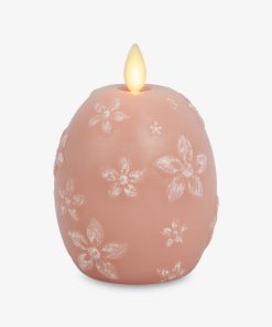 Dusky Rose Flameless Candle Floral Egg