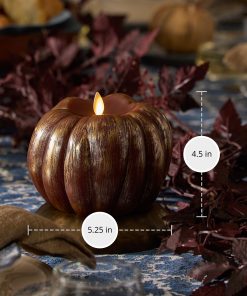 Metallic Cappuccino Flameless Candle Pumpkin