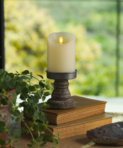 Ivory Flameless Candle Pillar - Scallop Top - 3