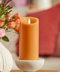 Sunlit Honey Scallop Flameless Candle Pillar