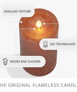 Harvest Pumpkin Seaglass Flameless Candle Pillar