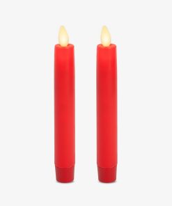 True Red Flameless Candle Tapers - Flat Top - 6.75