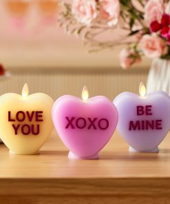 Gentle Lavender Flameless Candle Candy Heart "BE MINE"
