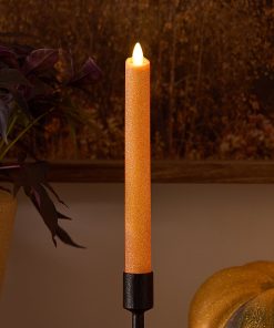 Russet Orange Glitter Flameless Candle Taper