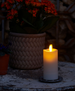 Pearl Ivory Outdoor Flameless Candle Slim Pillar - Melted Top - 2