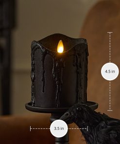 Glitter Black Heavy Wax Drip Flameless Candle Pillar