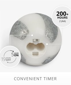 Brilliant Silver Candy Cane Glitter Flameless Candle Sphere