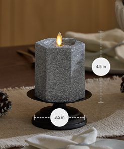Brilliant Silver Hexagon Flameless Candle Pillar