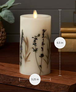 Flameless Embedded Lavender & Rosemary Candle Pillar - Recessed Top