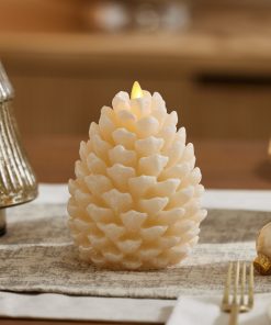 White Swan Flameless Candle Pinecone